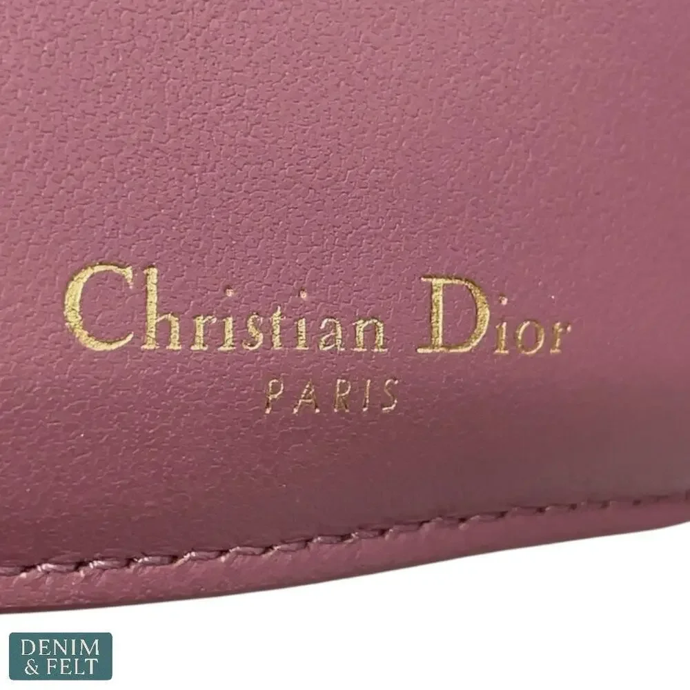 Christian Dior Montaigne 30 Lotus Pink Trifold Compact‎ Wallet Gold Hardware